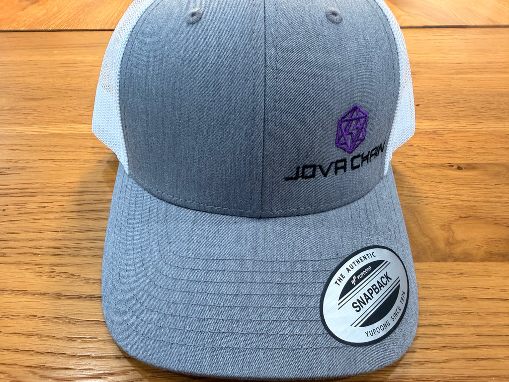 Grey Trucker Hat with Small Jova Logo SnapBack