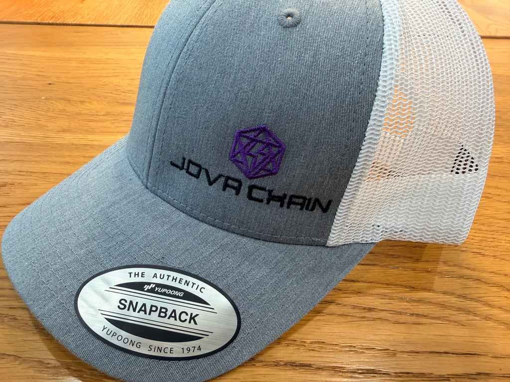 Grey Trucker Hat with Small Jova Logo SnapBack