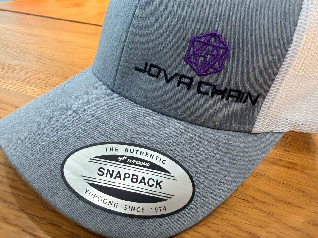 Grey Trucker Hat with Small Jova Logo SnapBack